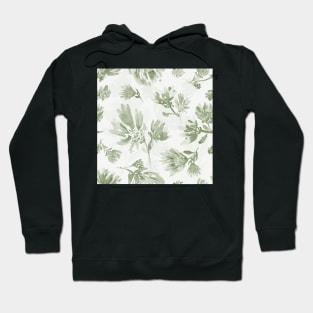 Sage green flowers watercolor Hoodie